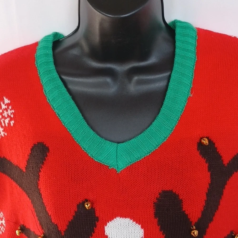Christmas Sweater Vest XL Red Green Holiday Design Rudolph, 23